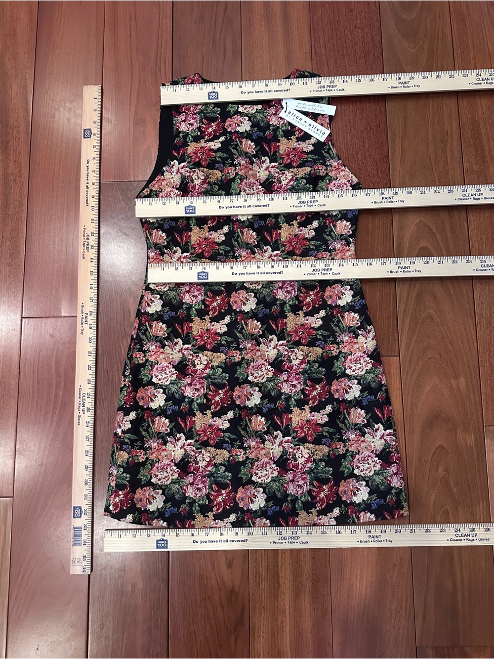 NWT Alice + Olivia Black Floral Jacquard Sheath Dress Multi-Color Blooms Size 6 - Picture 3 of 9